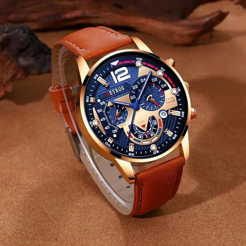 Men’s Quartz Watches – Luxury Brown