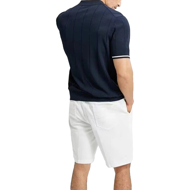 Men’s Ribbed Knit Polo Shirt