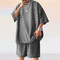 Men’s Oversized Chessboard Plaid Two-Piece Set