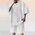 Men’s Oversized Chessboard Plaid Two-Piece Set