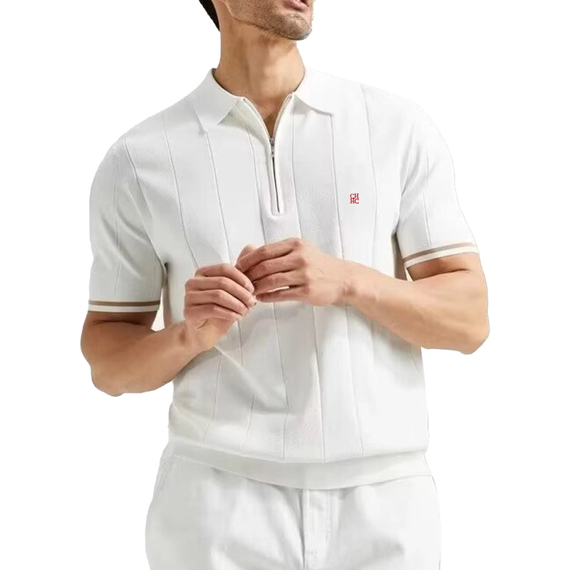 Men’s Ribbed Knit Polo Shirt