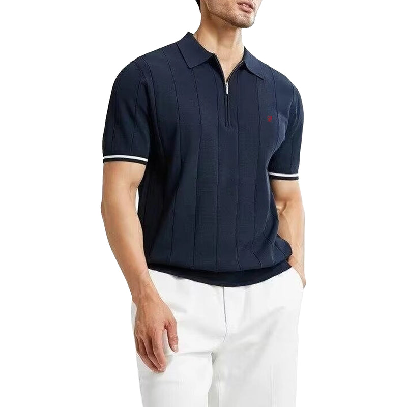 Men’s Ribbed Knit Polo Shirt