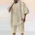 Men’s Oversized Chessboard Plaid Two-Piece Set