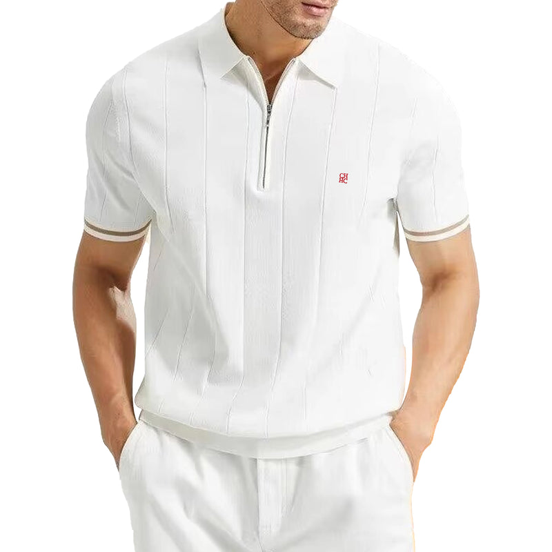 Men’s Ribbed Knit Polo Shirt